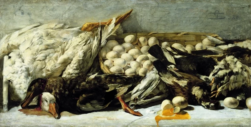 Natura morta con uova e pollame